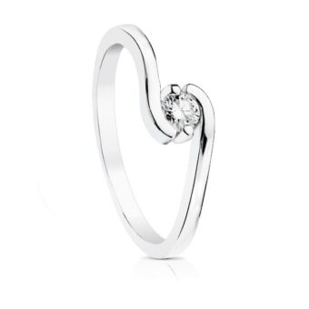 Solitario Compromiso Oro Blanco 18K y Diamante 0,15 ct