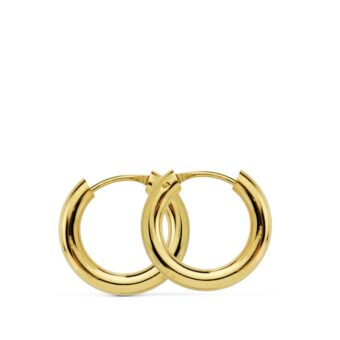 Pendientes de Aro Liso en Oro Amarillo de 18 Quilates 14 x 2,5 mm