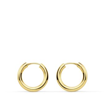 Pendientes Niña Aro Liso en Oro Amarillo de 18 Quilates 16 x 2,5 mm