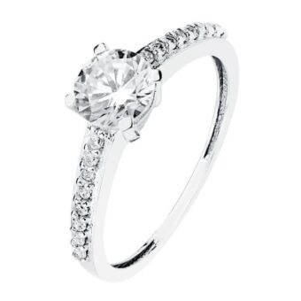 Solitario Compromiso Oro Blanco 18K Circonita 6 mm