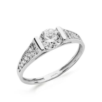 Solitario Compromiso Oro Blanco 18K Circonita 5 mm