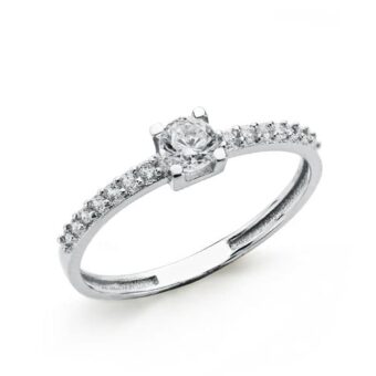 Solitario Compromiso Oro Blanco 18K Circonita 4 mm