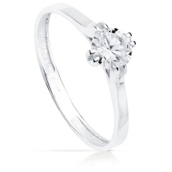 Solitario Compromiso Oro Blanco 18K Circonita 5 mm