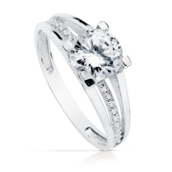 Solitario Compromiso Oro Blanco 18K Circonita 7mm