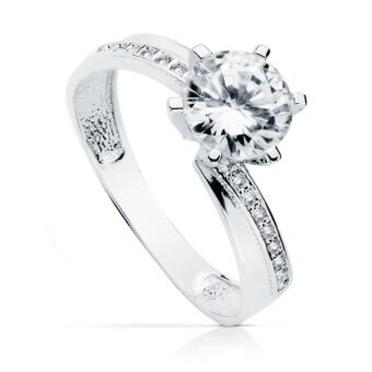 Solitario Compromiso Oro Blanco 18K Circonita 7 mm