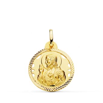 Medalla Corazón de Jesús 20 mm Hélice Calada Oro Amarillo 18K