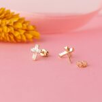 Pendientes Cruz Baguette 8,5 X 6,5 mm Oro Amarillo 18K - Imagen 2