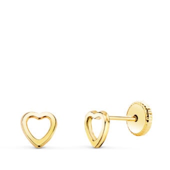 Pendientes Corazón Calado 5 x 5 mm Oro Amarillo 18K Tuerca