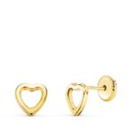 Pendientes Corazón Calado 6x6 mm Oro Amarillo 18K Tuerca