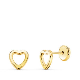 Pendientes Corazón Calado 6x6 mm Oro Amarillo 18K Tuerca
