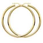 Pendientes Aro Tubular Liso 48 x 3 mm en Oro Amarillo de 18K