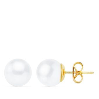 Pendientes Mujer 9 mm Oro Amarillo 18K con Perla Cultivada