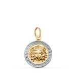 Colgante 15 mm Oro Bicolor 18K Medusa y Greca