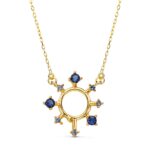 Gargantilla Rayo de Sol Oro Amarillo 18K Circonitas Azules