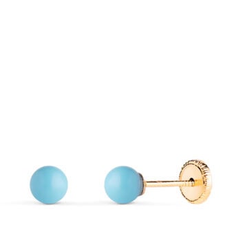 Pendientes Bebé 4mm Oro Amarillo 18k Turquesa Bola