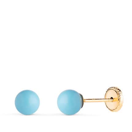 Pendientes Bebé 5mm Oro Amarillo 18k Turquesa Bola