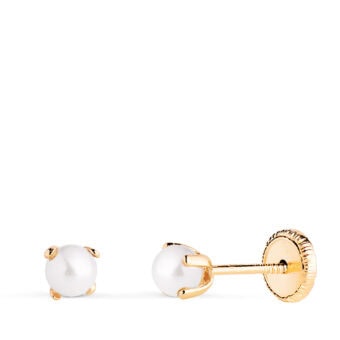 Pendientes Bebé 3mm Oro Amarillo 18k Perla Garras