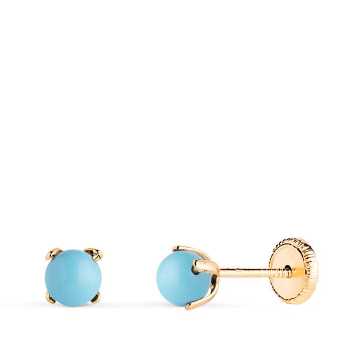 n4000-4att Pendientes Bebé 4mm Oro Amarillo 18k Turquesa Garras - Imagen 1