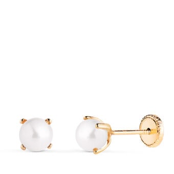 Pendientes Bebé 5mm Oro Amarillo 18k Perla Garras