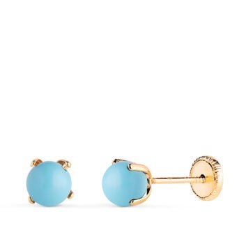 Pendientes Bebé 5mm Oro Amarillo 18k Turquesa Garras
