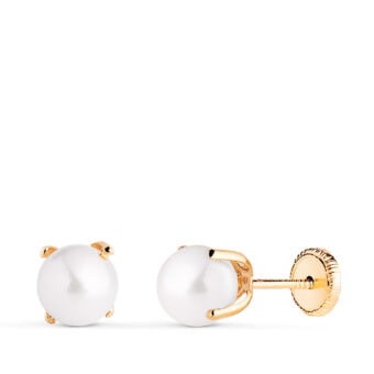 Pendientes Niña 6 mm Oro Amarillo 18K con Perla Cultivada