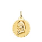 Medalla Virgen Niña 20 mm Oro Amarillo 18K Mate