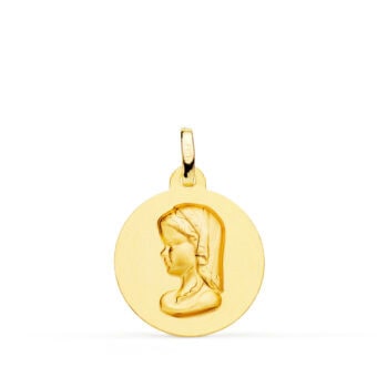 Medalla Virgen Niña 18 mm Oro Amarillo 18K Lisa