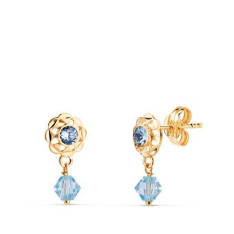 Pendientes Cubanitas 14 x 6,5 mm Oro Amarillo 18K con Circonita