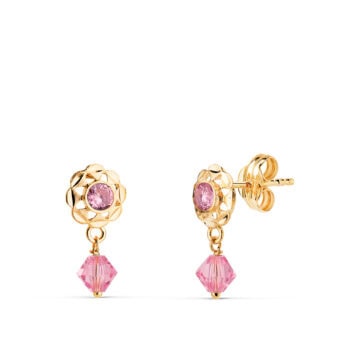 Pendientes Cubanitas 14 x 6,5 mm Oro Amarillo 18K con Circonita