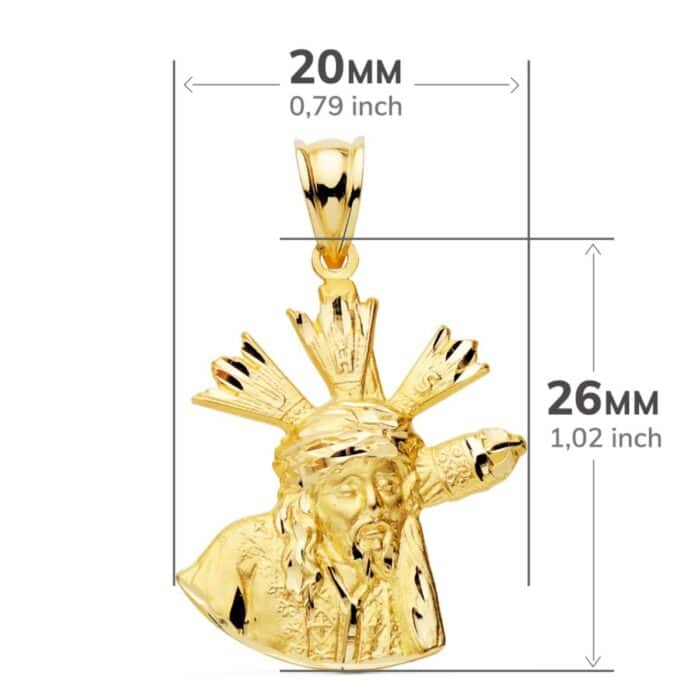 Medalla Cristo Gran Poder 24 x 20 mm Oro Amarillo 18K con Silueta - Imagen 3