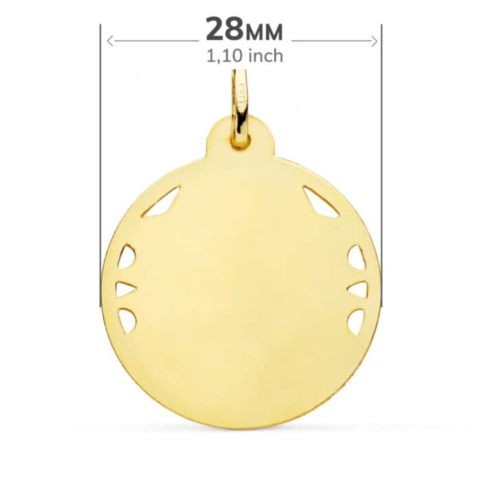 Medalla Sagrado Corazón de Jesús 28 mm Oro Amarillo 18K con Tallas y Calado - Imagen 2