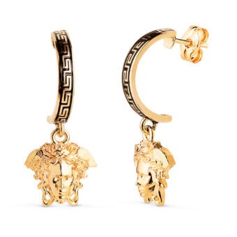 Pendientes Aro 20 x 2 mm en Oro Amarillo 18K Medusa y Grecas