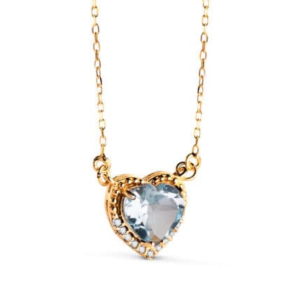 Gargantilla Corazón Oro Amarillo 18K Topacio Azul