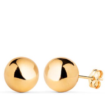 Pendientes Bola 10 mm en Oro Amarillo 18K Presión