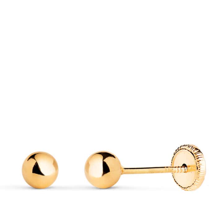 Pendientes Bola 4 mm en Oro Amarillo 18K Bebé - Imagen 1