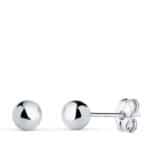 Pendientes Bola 5 mm en Oro Blanco 18K Presión