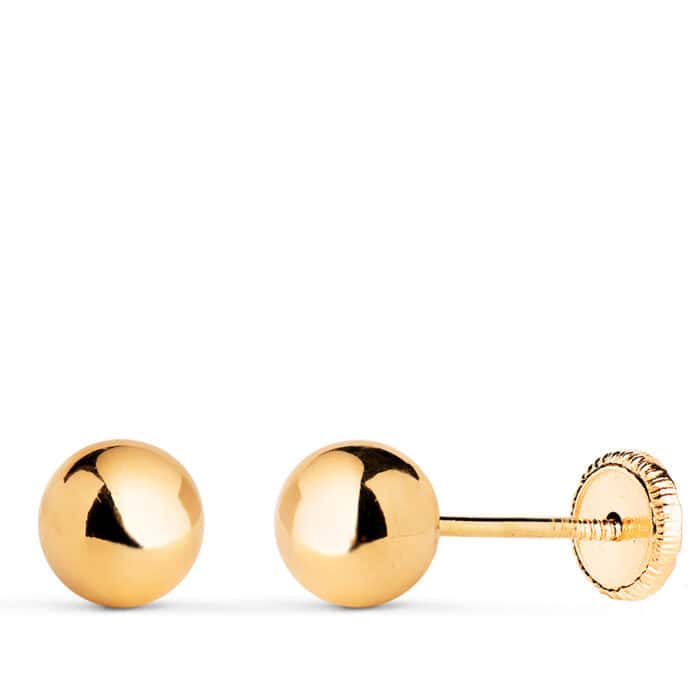 Pendientes Bola 6 mm en Oro Amarillo 18K Rosca - Imagen 1