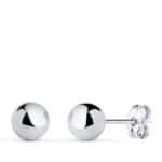 Pendientes Bola 6 mm en Oro Blanco 18K Presión