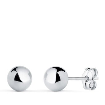 Pendientes Bola 6 mm en Oro Blanco 18K Presión