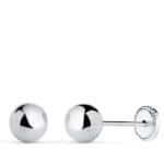 Pendientes Bola 6 mm en Oro Blanco 18K Rosca