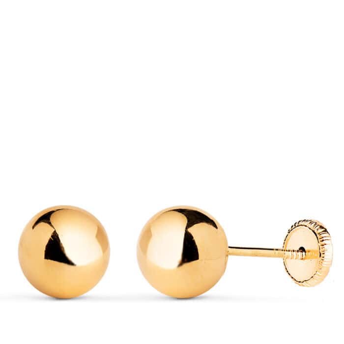 Pendientes Bola 7 mm en Oro Amarillo 18K Rosca - Imagen 1