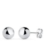 Pendientes Bola 7 mm en Oro Blanco 18K Presión