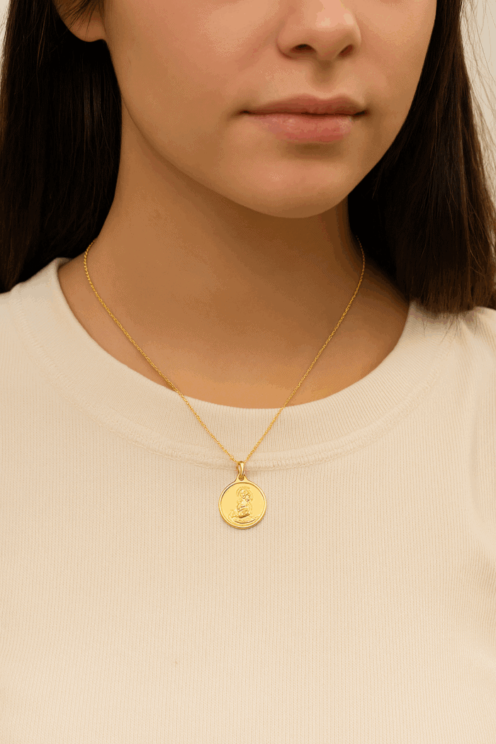 Medalla San Juan Bautista 18 mm Oro Amarillo 18K con Bisel - Imagen 2