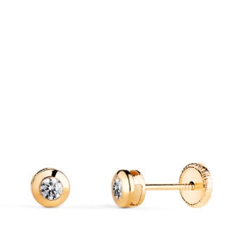 Pendientes Bebé 4mm Oro Amarillo 18K Chatón Circonita