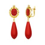 Pendientes 47×14 en Oro Amarillo 18 Kilates Coralina Camafeo