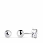 Pendientes Bola 4 mm en Oro Blanco 18K Presión