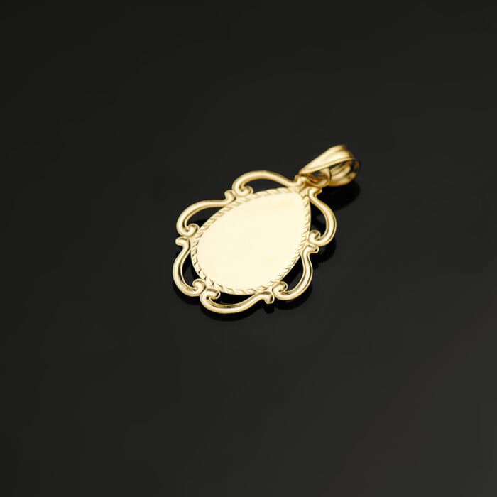 Medalla Comunión Virgen Niña 22 x 16 mm en Oro Amarillo 18K con Calado - Imagen 3