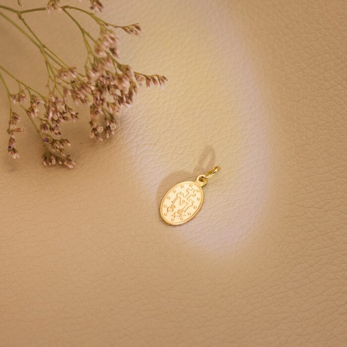 Medalla Virgen Milagrosa 14 x 10 mm Oro Amarillo 18K Escapulario - Imagen 3