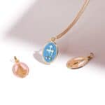 Medalla Virgen Milagrosa 20 x 14 mm Oro Amarillo 18K Esmalte Rosa - Imagen 2