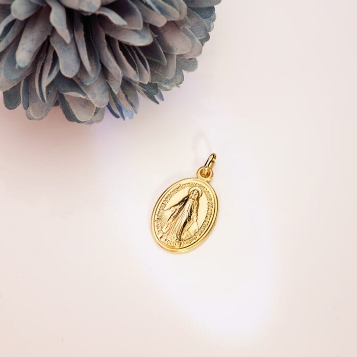 Medalla Virgen Milagrosa 22 x 14 mm Oro Amarillo 18K Escapulario - Imagen 2